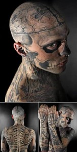 More than 3/4 of Rick Genest's body is covered in tattoos (Courtesy of Wikimedia Commons)